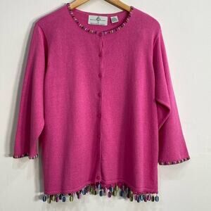 Vintage Art to Wear‎ Beaded Sweater XL Pink